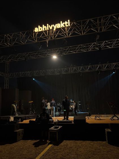 The calm before the storm. The stage setup for the Abhivyakti festival, getting ready for a memorable night of music.