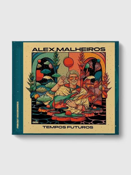The CD packaging design for Alex Malheiros' 'Tempos Futuros.'