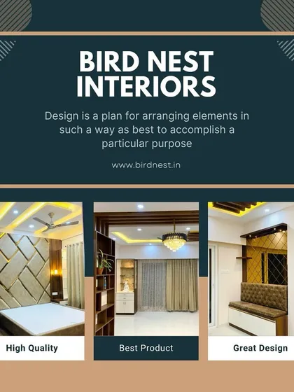 We believe that good design has a purpose. This collage showcases our work in creating high-quality, beautiful, and functional spaces, including a bedroom with a textured headboard and a stylish entryway.