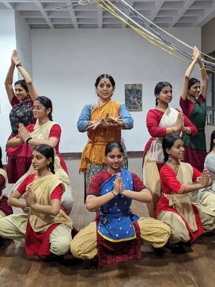 In rehearsal with my students for the production 'Nadopasana'. The studio is where the hard work happens, where concepts are formed and movements are perfected before they reach the stage.