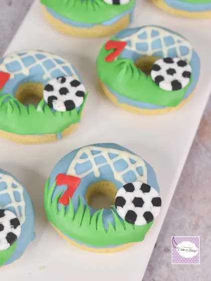 Another view of the football donuts.