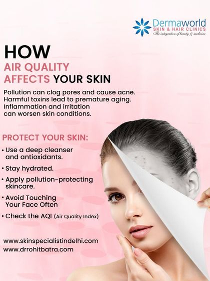 Air pollution in cities like Delhi has a direct, harmful effect on your skin, leading to clogged pores, premature aging, and inflammation. This infographic provides essential tips on how to protect your skin, including using antioxidants and deep cleansing.