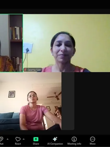 Here, participants engage in a discussion during the online workshop. Interactive sessions like this allow for personalized guidance and help create a supportive community where everyone feels comfortable asking questions.
