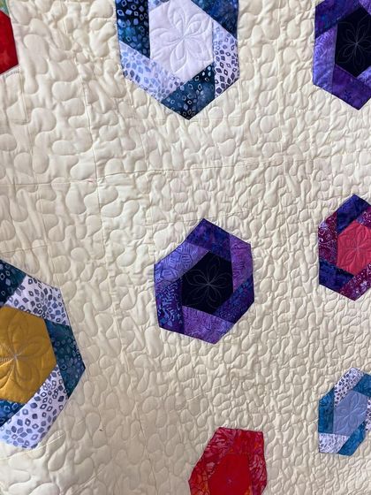 A detail shot of the hexagon blocks, some of which have a pinwheel effect.