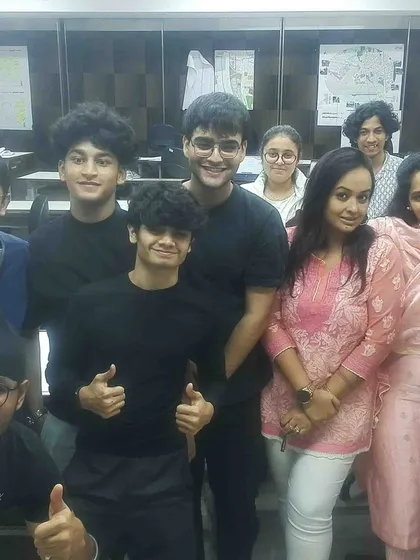 A group photo with students after a successful workshop at the Balwant Sheth School of Architecture. The enthusiasm and engagement of the students are what make these sessions so rewarding.