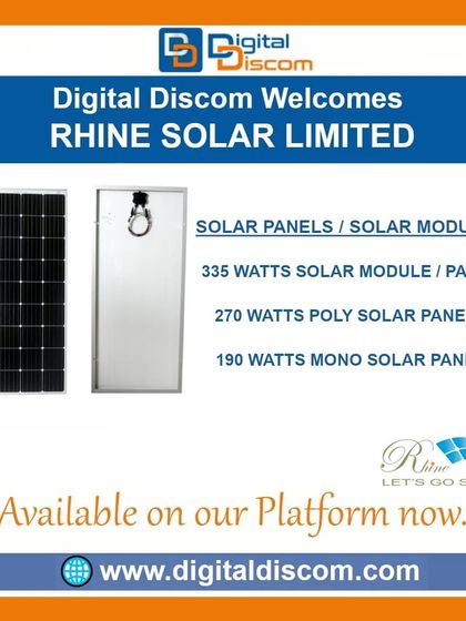 Rhine Solar Limited lists a range of solar panels and modules on our platform. Their offerings include 335W modules, 270W poly solar panels, and 190W mono solar panels.