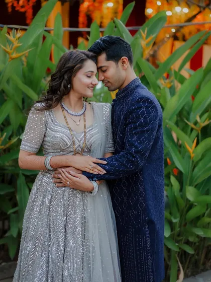 Creating looks for couples is a special privilege. Here, my makeup for the bride complements the groom's attire, creating a picture perfect memory of their reception celebration.