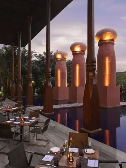 We celebrate global cuisines at our restaurants. Kiyan, pictured here, offers a beautiful alfresco dining experience by the water, perfect for any meal of the day.