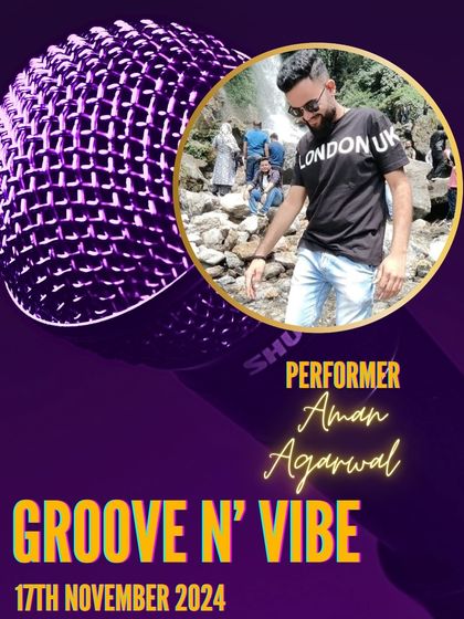 Aman Agarwal, a crowd favorite, performing at our 'Groove n' Vibe' open mic. His energy is infectious and always gets the audience going.