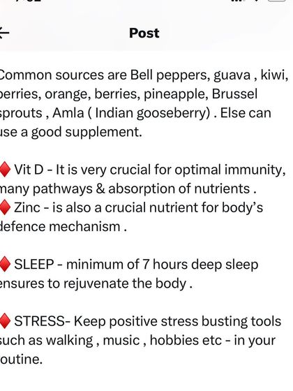 As the season for cold and flu begins, it's testing time for our immunity. Key nutrients like Vitamin C, Vitamin D, and Zinc are crucial for your body's defense. Also, prioritize sleep and manage stress to stay healthy.