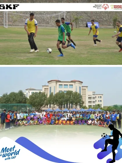 A group photo of all the teams participating in the Special Olympics Bharat selection camp. This is what inclusion and the joy of sport look like.