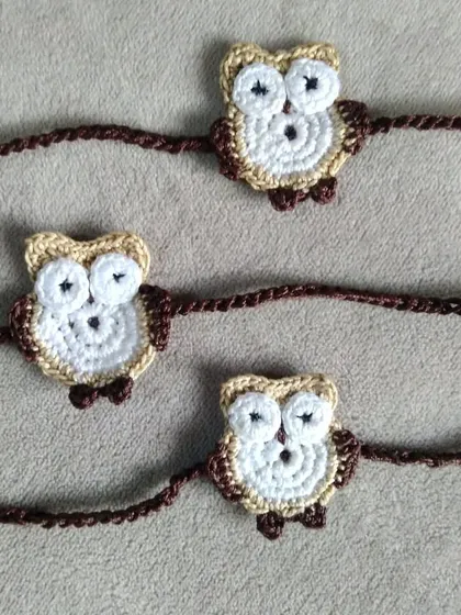 For the wise little brother, our adorable owl-themed crochet rakhis. These cute character rakhis are a hit with kids and add a playful touch to the festival.