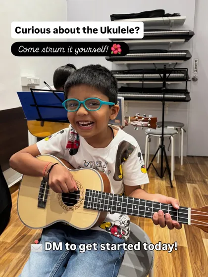 Look at that smile. The ukulele is one of our favorite instruments for beginners because it’s fun, accessible, and gets you playing your first song faster than you’d think. It’s perfect for kids and adults alike.