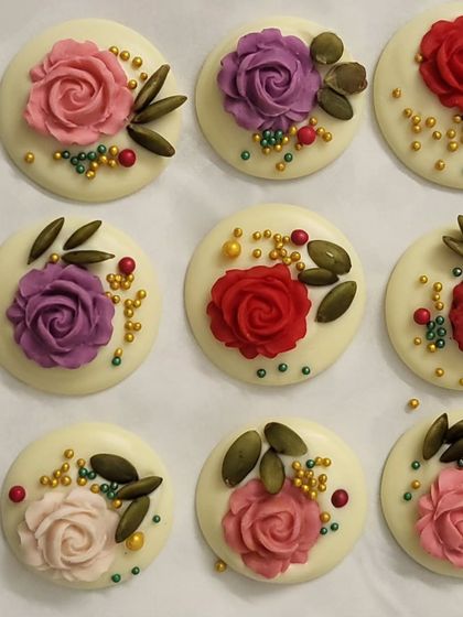 Another look at my floral white chocolate mendiants. I love playing with colors and textures to make each bite a special experience. They are almost too pretty to eat!
