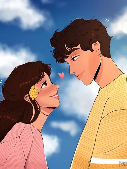 A piece I created to capture the feeling of young love against a dreamy sky. This style is perfect for romantic gifts, anniversary art, or anyone wanting a soft, storybook-style couple portrait.