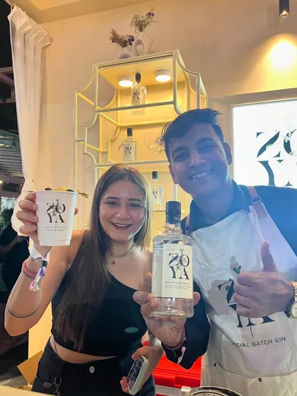 Another happy customer at our Zoya Gin bar. Teaching people about the art of mixology is one of the most rewarding parts of my job.