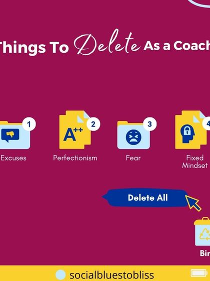 As a coach, your mindset is everything. This is a list of things to delete from your thinking: excuses, perfectionism, fear, and a fixed mindset. This is a blend of my marketing and mindset expertise.
