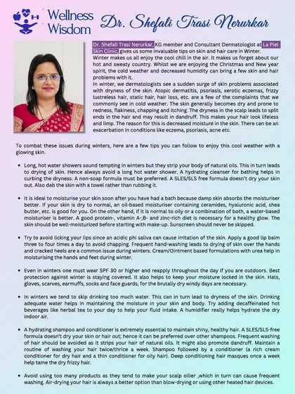 In this Rendezvous Magazine article, I offer my 'Wellness Wisdom' on transitioning skincare from winter to warmer weather. I provide tips on combating dryness and maintaining soft skin and smooth hair.