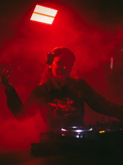 Surrounded by smoke and light, a typical scene from one of my sets for Nightvibe in Delhi.