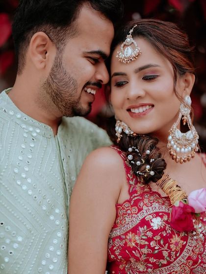 A beautiful portrait of the couple during their Haldi ceremony. Their love and happiness are palpable.