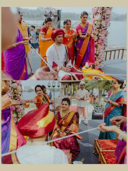 A collage showing the 'Kanyadaan' ritual from different perspectives, capturing the emotion and significance of the moment.
