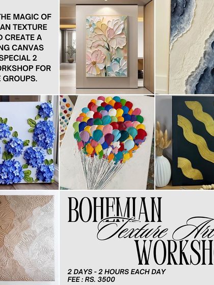 Unleash your creativity in my Bohemian Texture Art workshop. In this two-day session, you will learn to use texture paste to create a stunning, modern 3D canvas for your home.