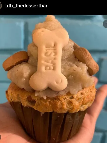How cute is this little pupcake? It's my Apple, Banana, and Peanutbutter recipe in a perfect single serving. It's a great way to give your best friend a special treat without committing to a whole cake.