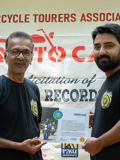 A proud moment as one of our members receives his India Book of Records certificate at the MotoCamp felicitation ceremony.