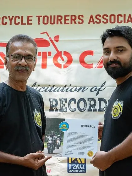 A proud moment as one of our members receives his India Book of Records certificate at the MotoCamp felicitation ceremony.