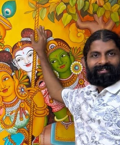 A photo with one of my favourite Radha-Krishna murals. What caption would you give this, friends?