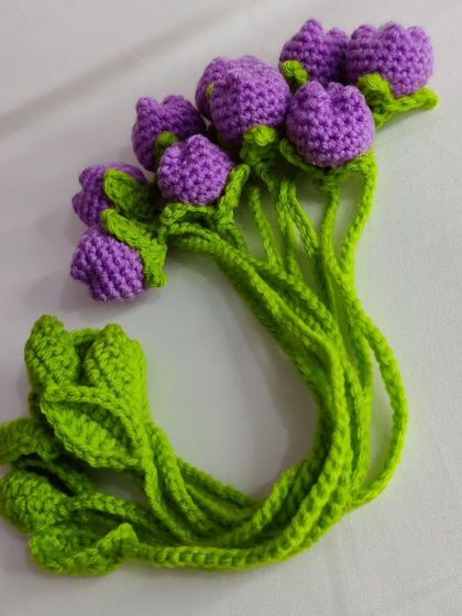 A bundle of lilac tulip bookmarks.