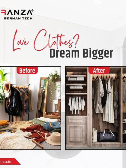Here is the "before and after" transformation. On the left, cluttered chaos. On the right, clean precision. This is the power of a well-designed wardrobe system.