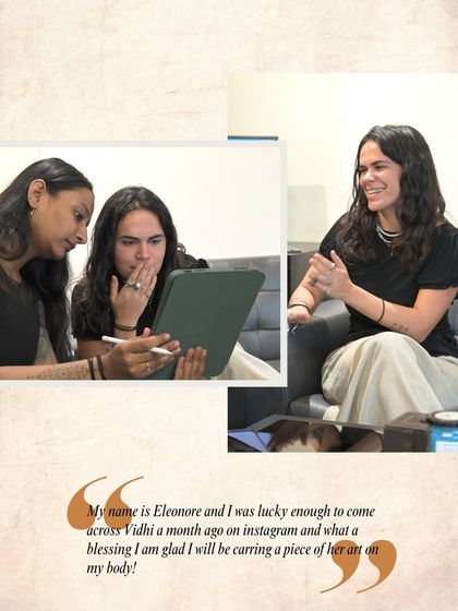 The moment of seeing the design for the first time. Eleonore's delighted reaction to the custom Trajva pattern created for her.