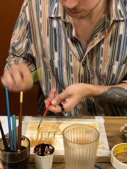 A snapshot from one of my coffee painting workshops in Bangalore. It's wonderful to see people get absorbed in the creative process and discover a new way to make art.