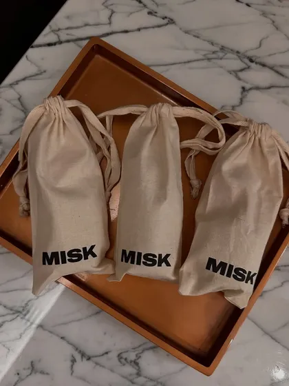 Every perfume comes protected in its own 'MISK' branded canvas pouch. It's a small touch that keeps your bottle safe in your handbag and adds a little something extra to your order.