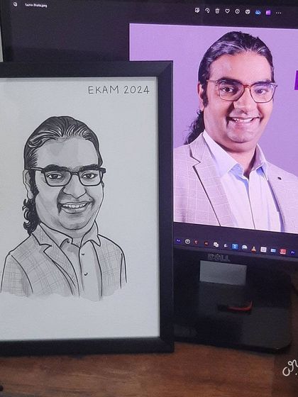 Another example of our black and white portrait-style caricatures for a corporate order.