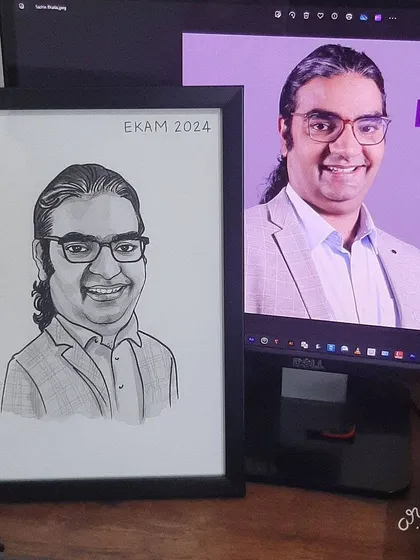 Another example of our black and white portrait-style caricatures for a corporate order.