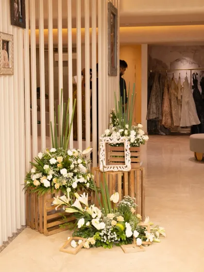 The beautiful interior of the GAIA boutique by Archie Chopra. My catering was designed to complement the store's elegant and ethereal aesthetic during its launch event.