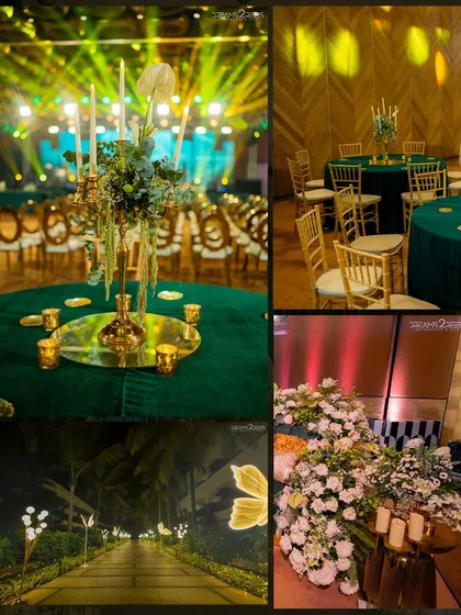 From the candlelit centerpieces to the illuminated pathways, every detail of the Sangeet was designed to create a magical, starry-night feel.