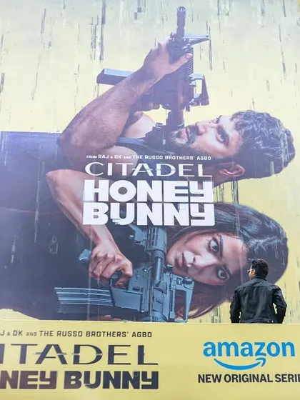A powerful storytelling image from the Amazon Prime event, showing the star and his work on a massive scale. This shot conveys the magnitude of the launch.