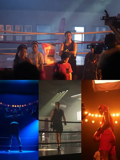 Behind the scenes of a Star Cement commercial featuring boxer Lovlina Borgohain. We used a mix of hard and soft light sources, including ARRI M-Series and SkyPanel X, to create a gritty, dramatic look for the boxing scenes.
