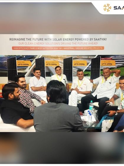 A group of stakeholders and our team sharing insights at the Bharat Solar Expo in Jodhpur.
