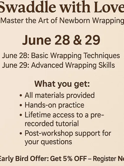 Here are the details for my upcoming two-day workshop. Day one covers all the wrapping basics, while day two focuses on advanced skills, lighting, and the business of photography.