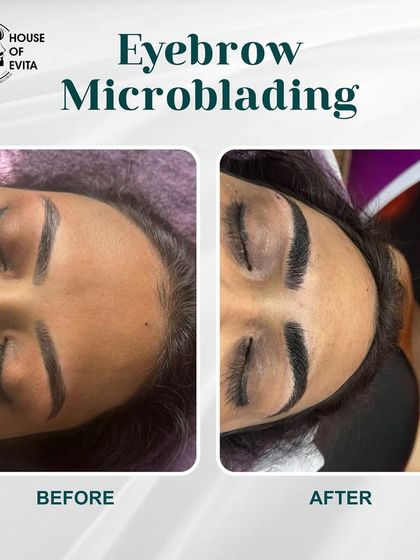 This transformation shows the power of Microblading to create a completely new brow shape, adding an arch and extending the tail for a more lifted look.