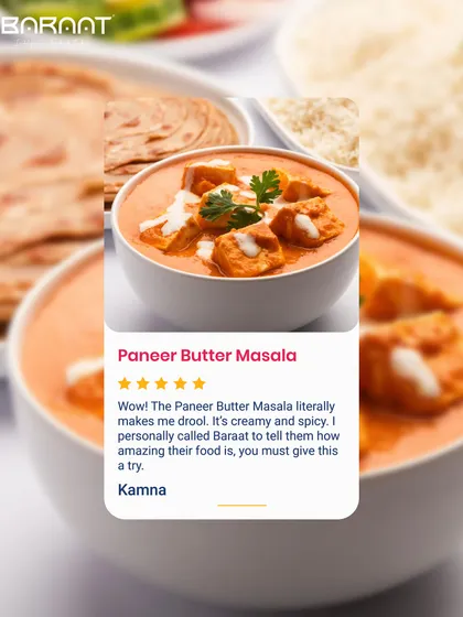"Creamy and spicy" is the perfect description for my Paneer Butter Masala. I am so glad when customers feel compelled to share their amazing experience.