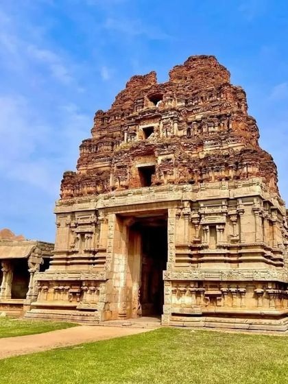 The grand entrance gopuram of the Vittala Temple in Hampi, a testament to the architectural genius of the Vijayanagara period.