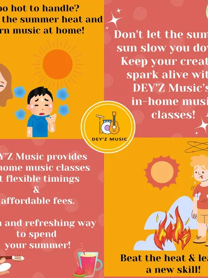 Beat the summer heat by learning music at home. We offer in-home music classes with flexible timings, making it easy and convenient to learn a new skill.