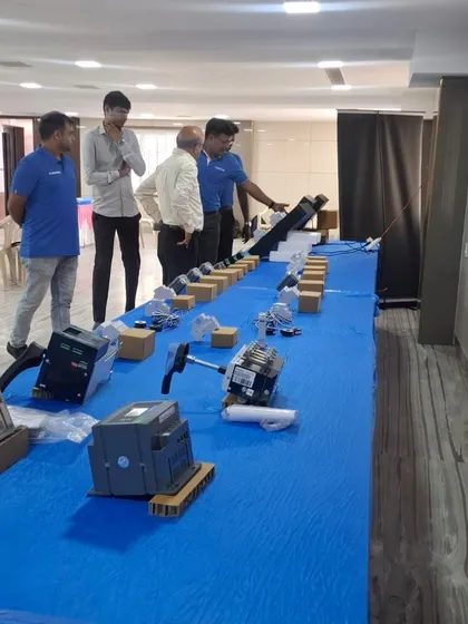 Another view of the product display table at our Chennai Retailer Meet. The extensive range shows our commitment to providing comprehensive energy management solutions.