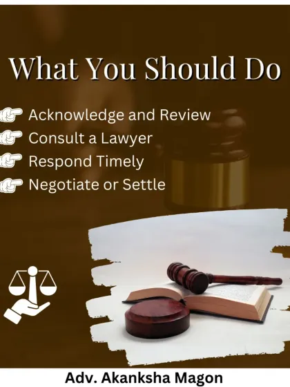 If you receive a legal notice, here is what you should do. Acknowledge it, consult a lawyer immediately, respond in a timely manner, and explore options to negotiate or settle.