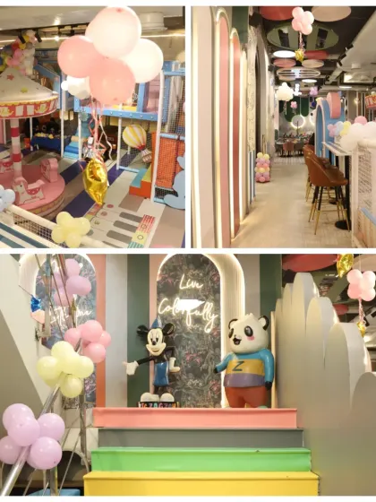 Jump, play, and celebrate! Our play area, with its colorful carousel and fun decor, is the perfect spot for your kid's next birthday party.